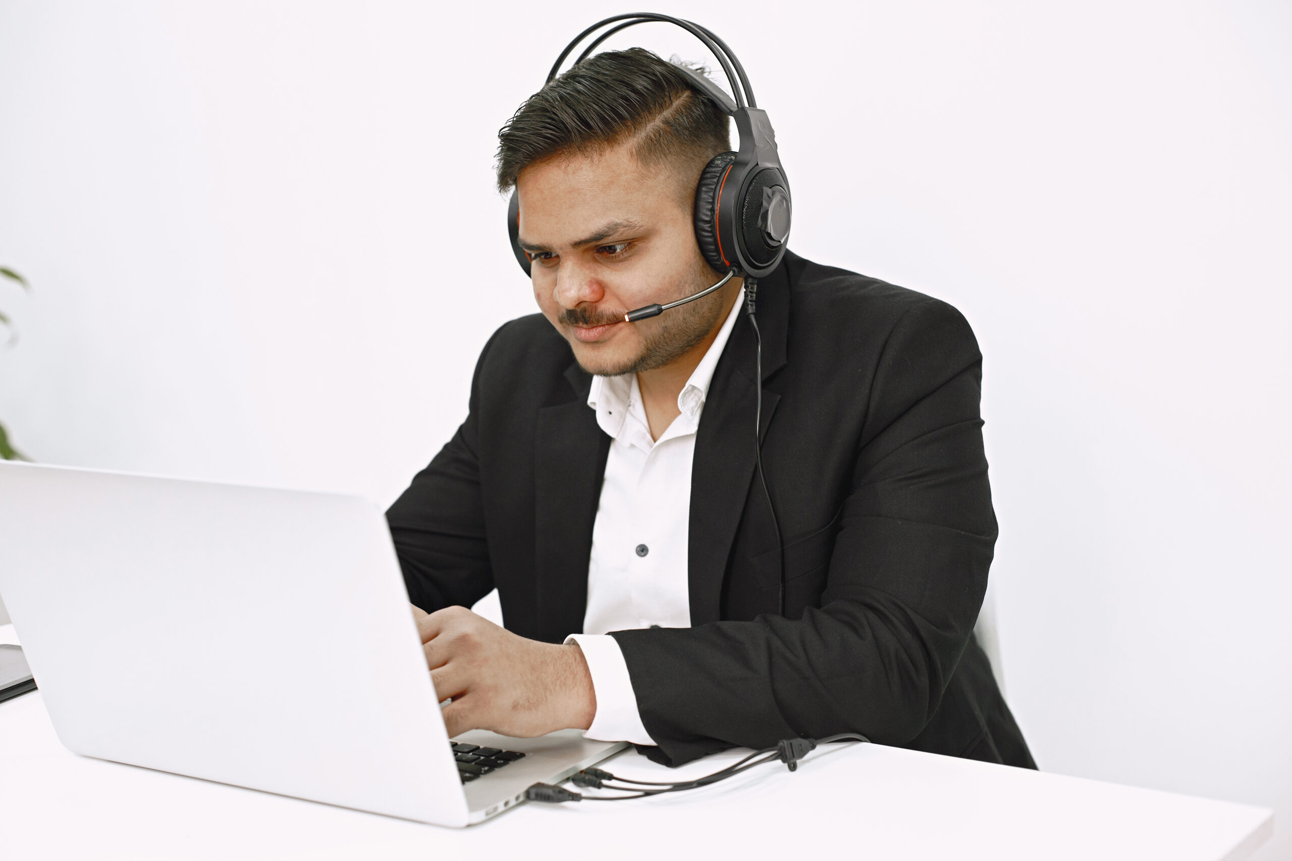 man working with laptop